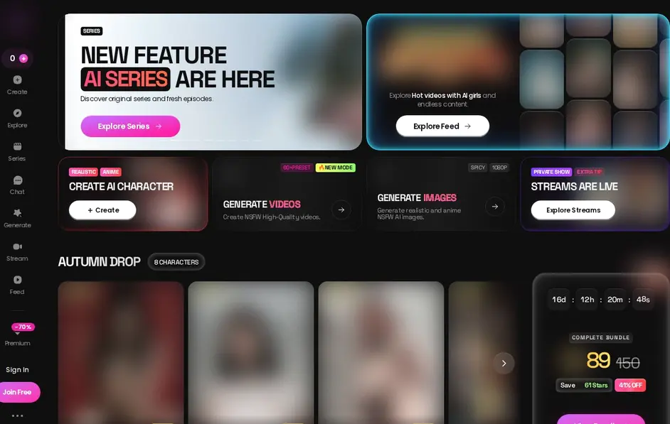 GoLove AI: interfaccia del sito ufficiale (immagini sfocate)
